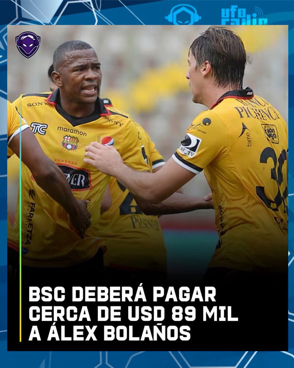 UfoDeportesEc's tweet photo. ⚽️ #Barcelona Sporting Club fue notificado con una nueva resolución judicial que lo obliga a pagar USD 88.753,98 al exmediocampista Alex Bolaños, tras una demanda laboral relacionada con su salida del club en 2015.

#UfoDeportes 
#UfoRadio 
#barcelonasportingclub https://t.co/0InVgTDu7F