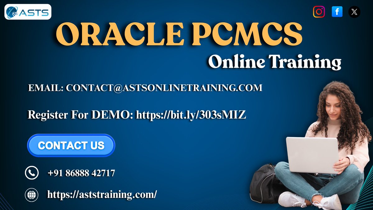 AstsTraining's tweet image. 𝐑𝐞𝐠𝐢𝐬𝐭𝐞𝐫 𝐟𝐨𝐫 𝐃𝐞𝐦𝐨 𝐨𝐧 𝐎𝐑𝐀𝐂𝐋𝐄 PCMCS: bit.ly/303sMIZ
𝐊𝐧𝐨𝐰 𝐌𝐨𝐫𝐞: aststraining.com
#OraclePCMCSNewBatch #PCMCSOracle #PCMCSCourse #PCMCSOnlineTraining #PCMCSTraining #oraclepcmcs #PCMCSTraininginHyderabad #PCMCSOnlineCourse