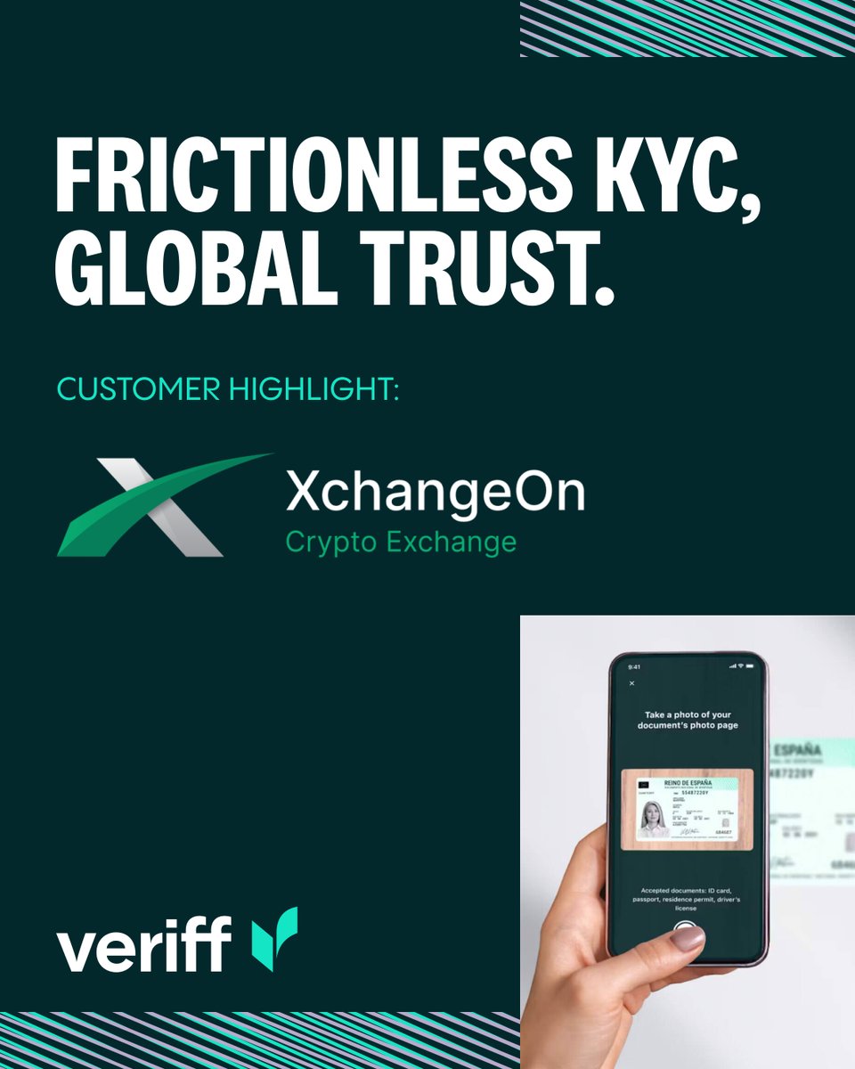 Veriff's tweet photo. 🌟 At @Veriff, we believe trust is foundational, especially in fast-moving industries like crypto. That’s why we’re proud to support platforms like @XChangeon, who are building responsible growth by embedding compliance into every step of the user journey.
 #CryptoCompliance #KYC https://t.co/7PlHWGITCr