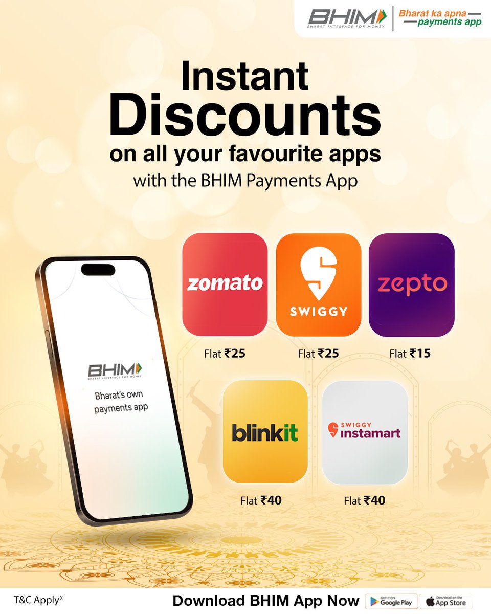 Get both tasty treats and savings on your favourite apps because BHIM Payments App always has a discount for you. 

Download Now: 
bhimap.onelink.me/N14i/an26f3s1 

#BHIMPaymentsApp #Offers #Deals #Cashback #Discounts