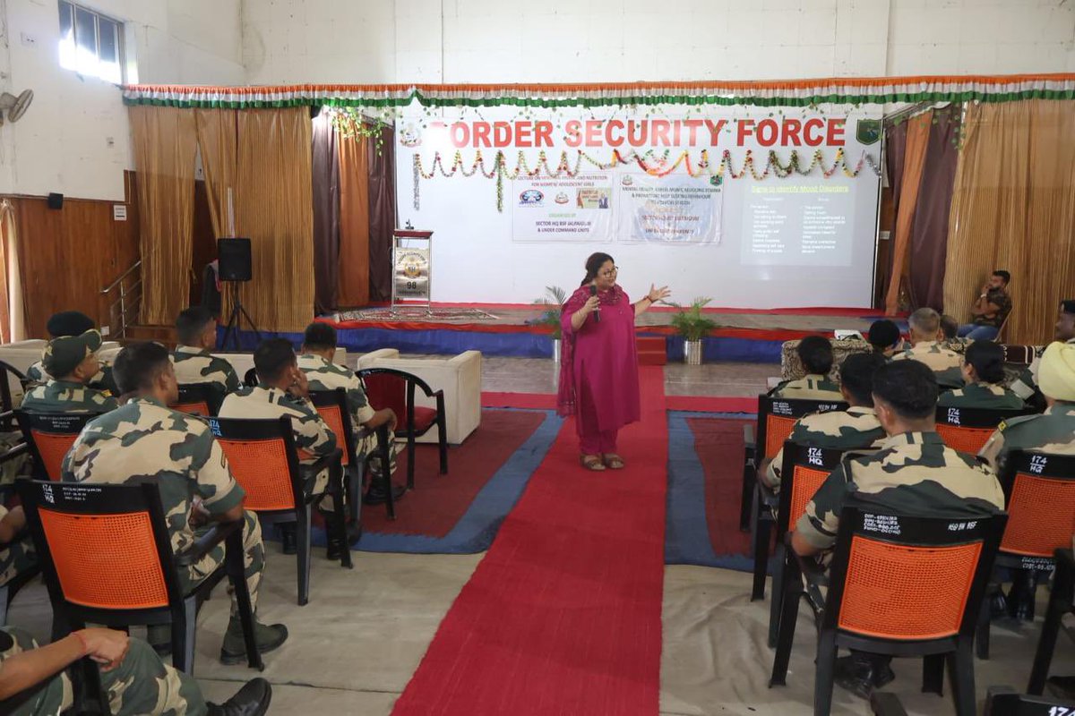 BSF_India's tweet photo. #SwasthNariSashaktParivar

26 Sep 2025,

Jalpaiguri, West Bengal  

Under the aegis of #SwasthNariSashaktParivarAbhiyaan, a medical awareness programme was organised by SHQ BSF, Jalpaiguri & under command units, followed by a free Dental Check-up for BSF personnel & their families.

Dr. Aditi Roy, Gynaecologist, District Hospital, Jalpaiguri conducted an insightful session on menstrual hygiene & nutrition for women and adolescent girls. 
#PoshanMaah2025  
#HealthFirst