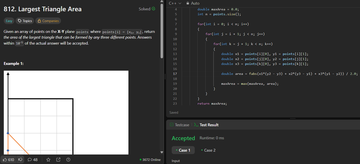 RajatJadon_'s tweet photo. GFG (Medium): Binary Tree from Inorder &amp; Preorder

LeetCode POTD (Easy): Largest Triangle Area

From tree construction using recursion to applying geometry for max area — problem-solving is all about shifting perspectives

#GFG #LeetCode #DSA #ProblemSolving #CodingConsistency https://t.co/LmzX7HSKGp