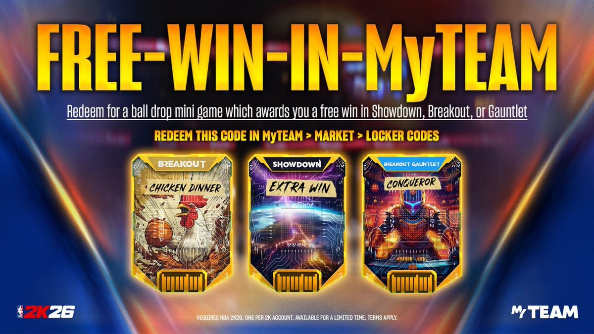 RonniesCode's tweet image. 🚨 New #LockerCode

FREE-WIN-IN-MYTEAM

#LockerCodes #NBA2K26 #MyTEAM #NBA2K
