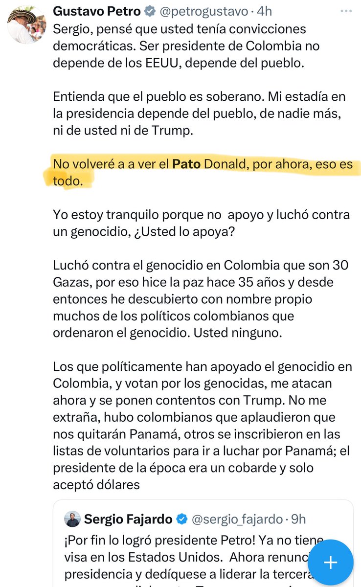 Petro le respondió a Fajardo con dignidad y sarcasmo: “No volveré a ver el Pato Donald, por ahora, eso es todo”

Mientras unos lloran por no ir a Disney, Petro les recuerda que la dignidad no necesita visa.