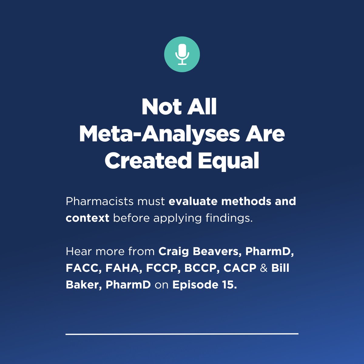 Pharmacy_Times's tweet photo. ESC 2025 Meta-Analyses Recap

Craig Beavers, PharmD, FACC, FAHA, FCCP, BCCP, BCPS-AQ Cardiology, CACP & Bill Baker, PharmD, FCCP, FACC, FAHA, dive into the #metaanalyses that matter, and those that raise questions in The Tell-Tale Heart Podcast Episode 15.

Watch here: https://t.co/V130mvUtAN