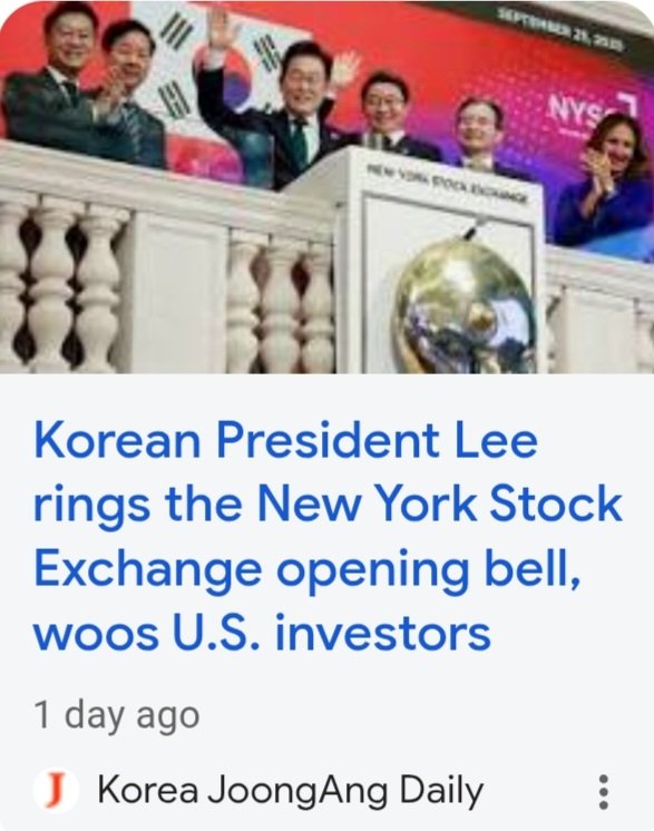 📣📣SOUTH KOREA PRESIDENT RINGS NYSE OPENING BELL 🔔 

South Korea under President Lee have been the leader in Market Manipulation crackdown.
-One Strike You're Out 
-Confiscation of both principal and ill gotten gains 
-Prison time 
-Strick rules on Short Selling include time