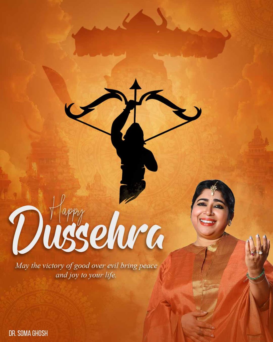 DrSomaGhosh's tweet photo. Wishing you and your loved ones a very Happy Bijoya Dashami and Happy Dussehra!
May this festive season bring joy, peace, and prosperity to all. 🙏
#HappyBijoya #HappyDussehra #VictoryOfGoodOverEvil #FestiveSeason #PeaceAndProsperity #CelebrationOfLife https://t.co/aL31f43rwV