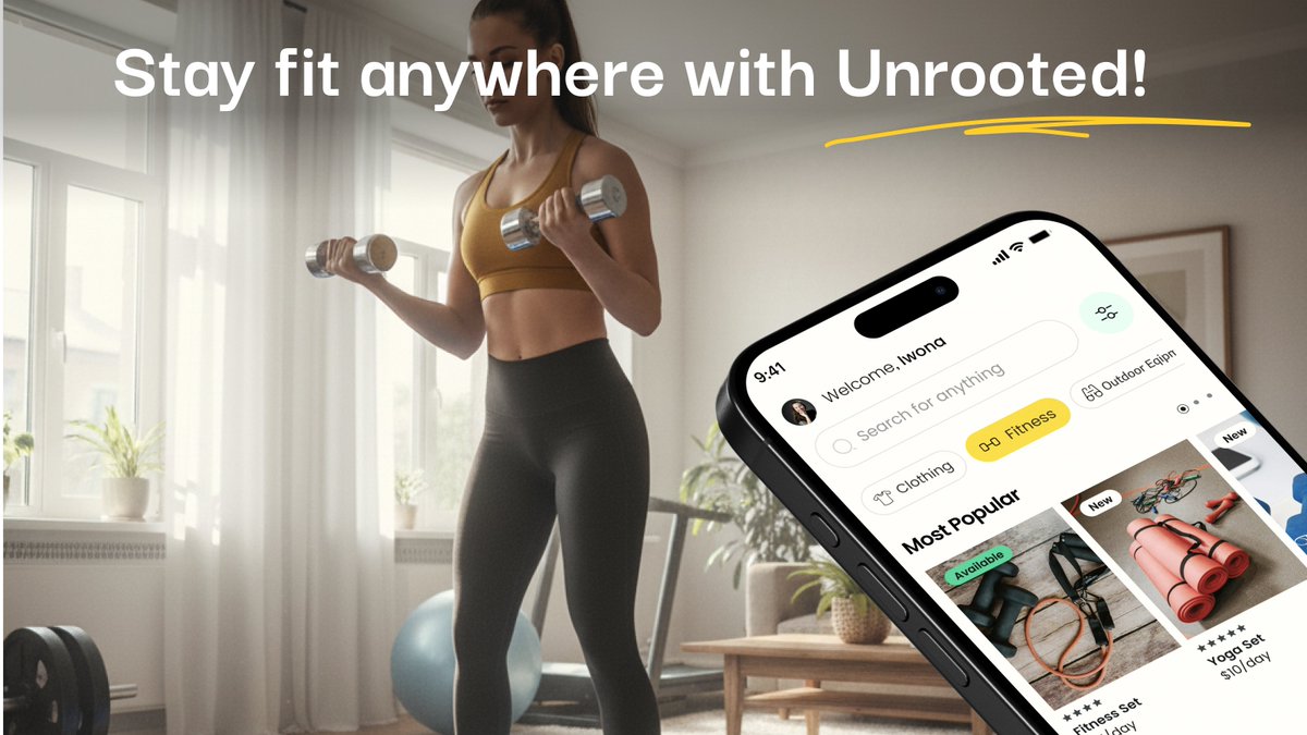 ✈️🌏 When you travel keeping up with fitness routine can feel impossible.

That's where Unrooted comes in. With our app, you can rent fitness equipment directly from locals. Kettle bells, yoga mats, foam rollers - whatever you need to create your own personal gym at home! 💪