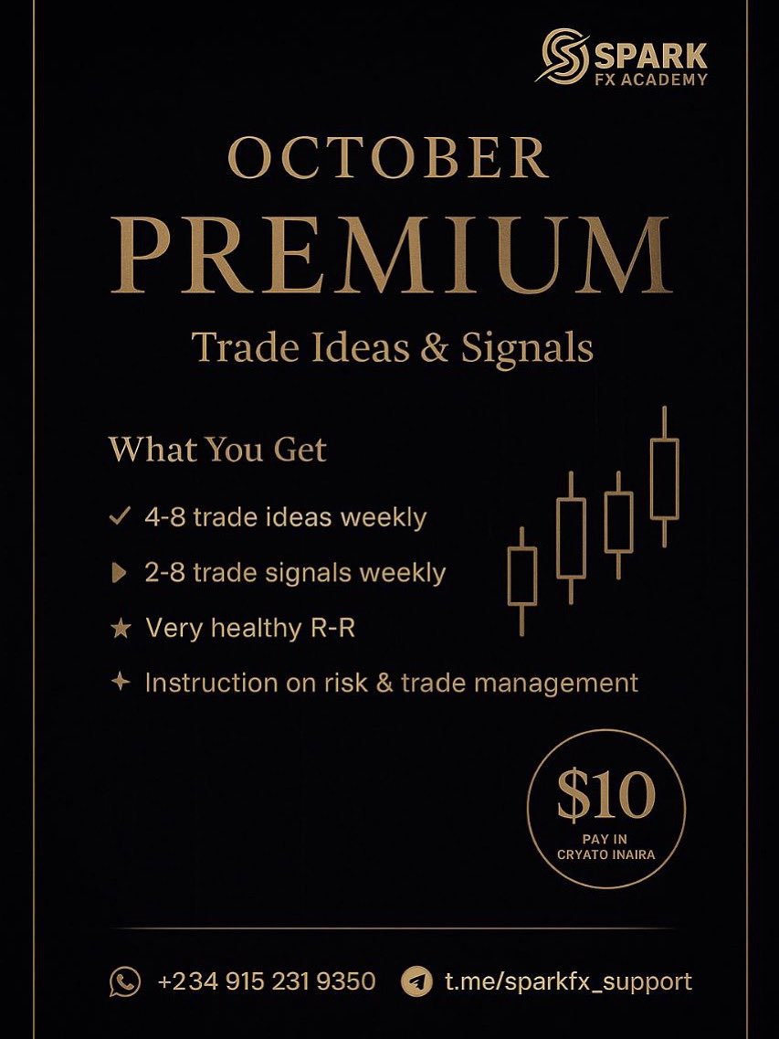 Christabel63766's tweet image. 🔥 October just got an upgrade

Join our Premium Trade Ideas &amp;amp; Signals
weekly setups &amp;amp; risk management.

All for just $10

Let your trading do the talking.

 #Sparkfxacademy #ForexSignals #PremiumSignals #SmartTrading #septemberTrading #ForexEducation #TradeWithConfidence #Risk