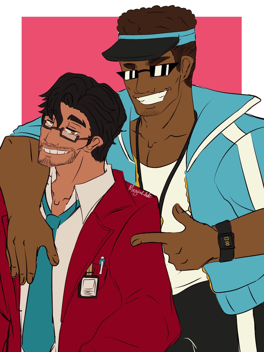 Decided to doodle Maverick and a new oc I’m working on. 
Don’t know what to name him. Make some suggestions in the comments 
He’s a PE teacher and is best friends with Maverick. 
Love him so much 😆💖