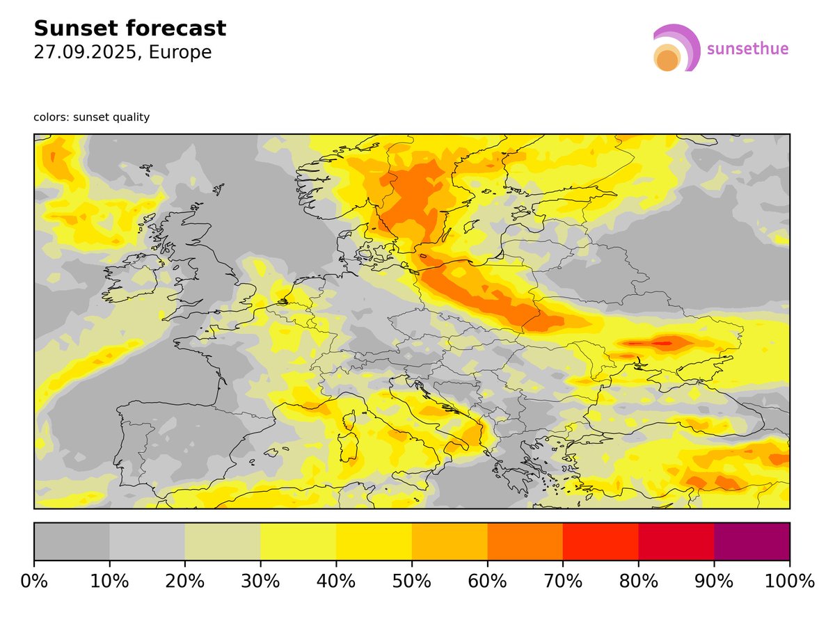 appsunsethue's tweet photo. Sunset alert for #Sweden, #Poland and #Ukraine tonight! High clouds and clear skies to the west are expected to result in a vibrant sunset.

#sunset #europe #eu #weatherforecast #WeatherAlert https://t.co/9umX1P9BV0
