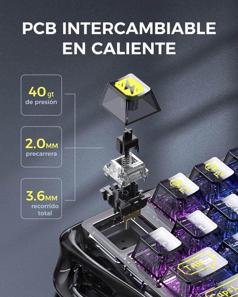 13_Coilss's tweet image. 🎮✨ GravaStar Mercury K1 Lite
El teclado mecánico gaming 75 % más 🔥:
✔️ Bluetooth 5.0 / 2.4G / USB-C
✔️ RGB 🌈 con 3 modos
✔️ Switches intercambiables 🛠️
✔️ Compatible con PC / Mac / Xbox
🔗 Consíguelo aquí 👉 amzn.to/42bNQdw

#Gaming #SetupGamer #RGB #Tech #PCGaming