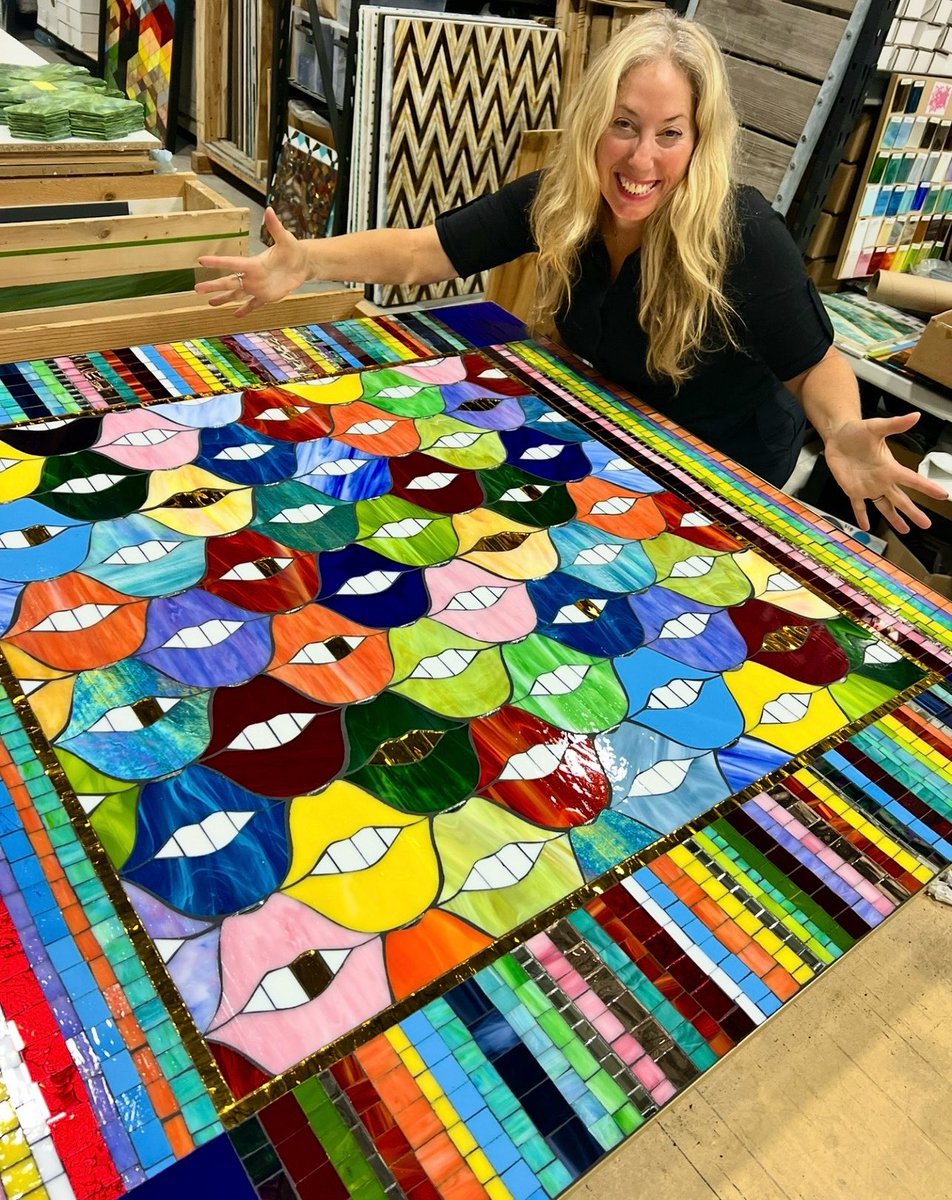 The power of the Smile 😊- is infectious- creates happiness- reflects a sunny day 😊 
Feeling happy knowing the mosaic artwork we just completed in the studio will produce smiles and bring happiness to a Florida home for many years 😊 I like to believe we brighten the world a