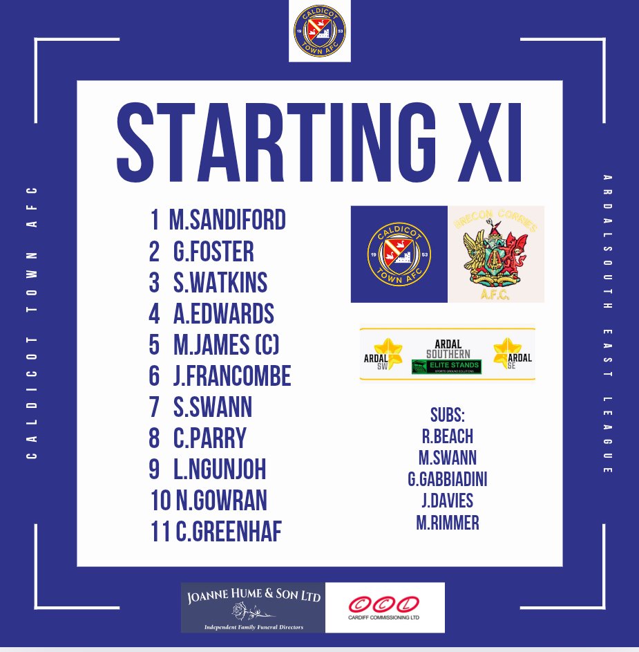 CaldicotTownAFC's tweet photo. 🔢 Here's our starting lineup here at Jubilee Way!

#CTAFC https://t.co/Dokxnswcja