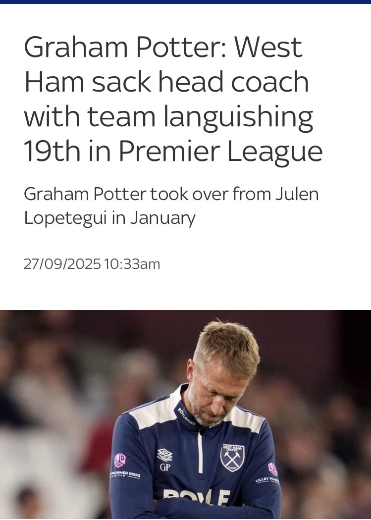 ⚒️ About time &amp; he can have no complaints, let’s get behind the new Manager whoever they choose #COYI 🙅🏼‍♂️🫧