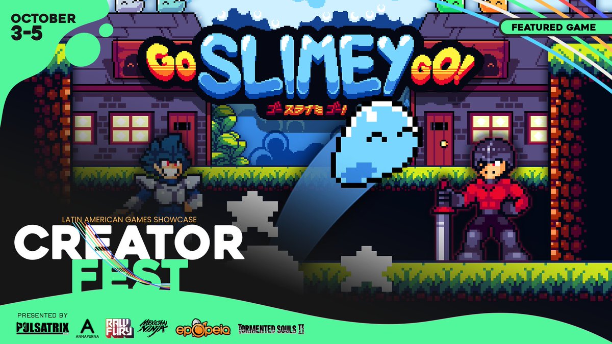 Go Slimey Go! has been selected for the LAGS Creator Fest!

From Oct 3 to Oct 5 lots of streamers will be playing various amazing games made by latin american developers! Don't miss it!

<a href="/LAGShowcase/">Latin American Games Showcase</a>