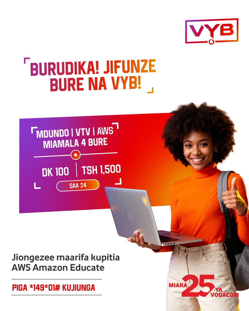VodacomTanzania's tweet photo. Endelea kufurahia midundo ya ngoma kali za kijanja, miamala ya bure na burudani nyingine kibao. 🔥🔥

Piga *149*01# kujiunga

#pamojatunaweza
#miaka25navodacom
#mtuniconnection https://t.co/Tl5s3UUrmm