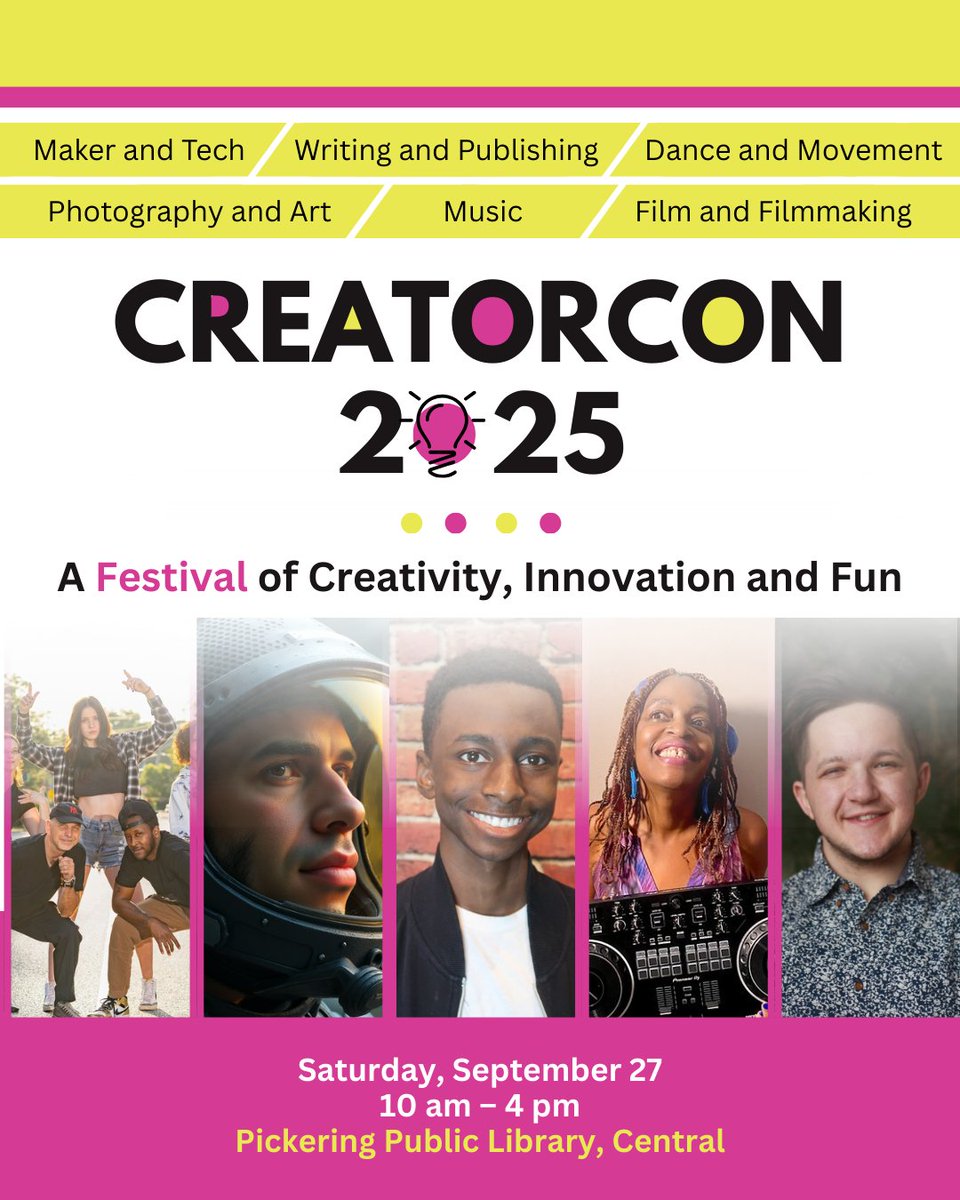 📢 Today's the day! CreatorCon starts at 10 am, with events running until 4 pm. Between scheduled events, make sure you check out the interactive booths, live demos and passive activities happening throughout the library. 

Explore at your own pace! Happy CreatorCon! 🌟