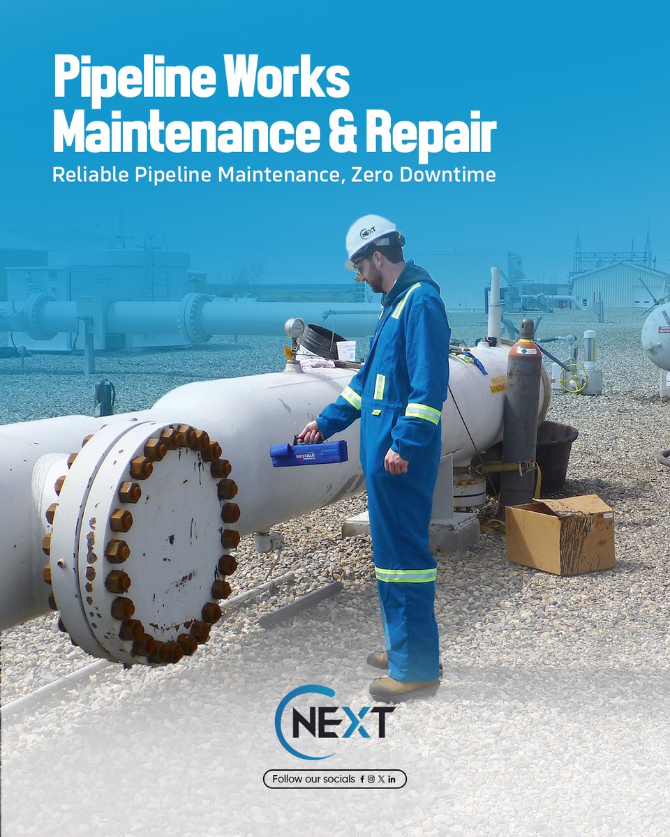 cnextsa's tweet image. Reliable pipelines, uninterrupted operations.
Cnext maintenance and repair services keep your systems running at peak performance.

#PipelineMaintenance #Cnext #ZeroDowntime #EngineeringExcellence