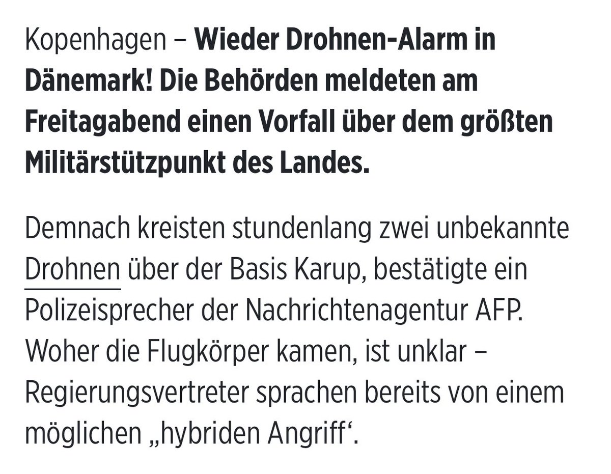 Also wenn ich lese, es kreisten „stundenlang“, dann frag ich mich warum man die Dinger nicht abgefangen hat ?! 😳🧐

Aber hey die Vorzeichen bilden sich die Profis alle nur ein. Purer Alarmismus. Panikmache. Geheimschutz/Sabotageschutz unnötig. 

(Sarkasmus Ende)

<a href="/VorgBeob/">Vorgeschobener Beobachter</a>
