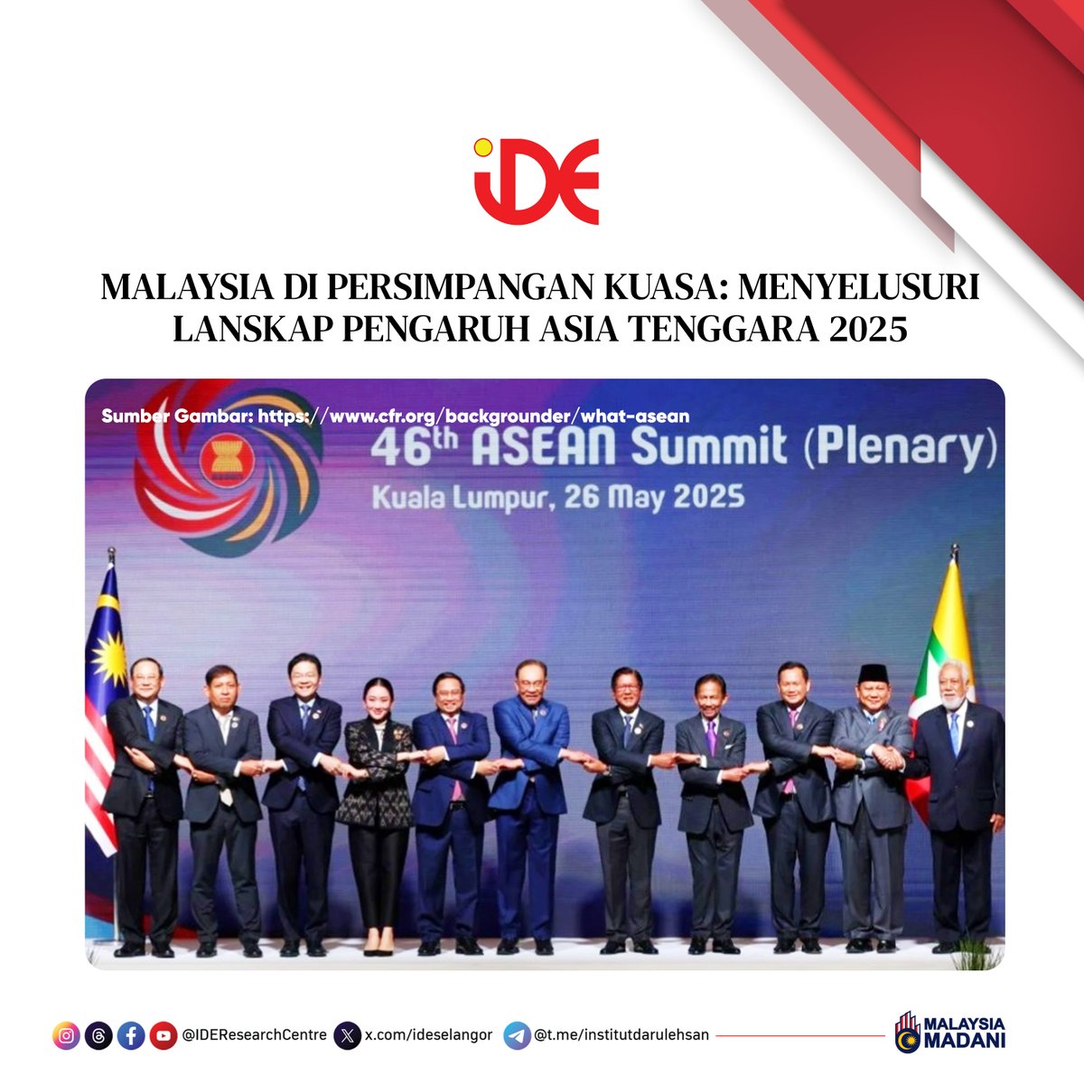 Asia Tenggara kini menjadi medan strategik yang paling dipertandingkan di dunia. Kedudukannya yang penting dalam laluan perdagangan global, populasi besar yang sedang membangun.

Artikel Penuh: iderc.my/malaysia-di-pe…