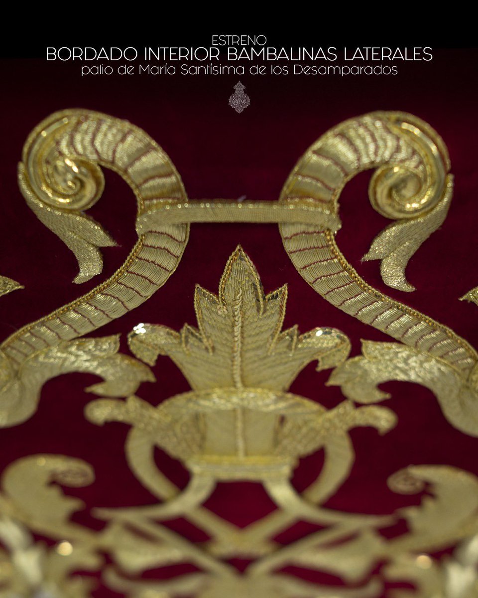 🧵 ESTRENOS | Presentamos el bordado interior de las bambalinas laterales del palio de María Stma de los Desamparados, realizadas por <a href="/manusolano1976/">manuel solano</a> bajo diseño de nuestro orfebre Ramón León. 

Con ellas se culminan los trabajos de las bambalinas del palio

#XXVAñosDesamparados