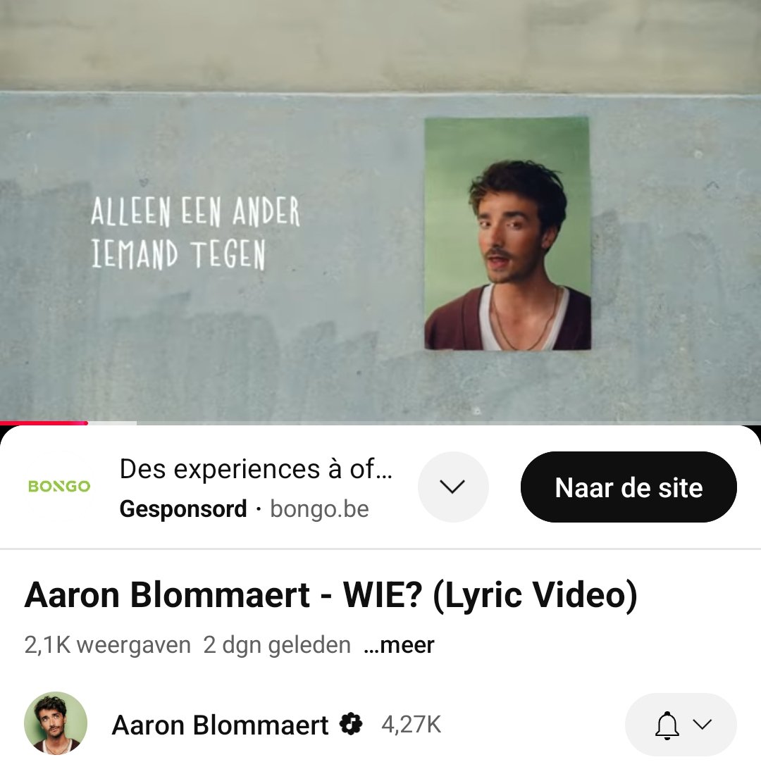 Voor wie nog wat wilt oefenen, op Aaron zijn YouTubekanaal vind je alvast de lyrics en met de bewegende poster erbij, voelt het ook een beetje als een videoclip. Dus wie wilt meezingen thuis, deze is voor jullie!! <a href="/AaronBlommaert/">AaronBlommaert</a>