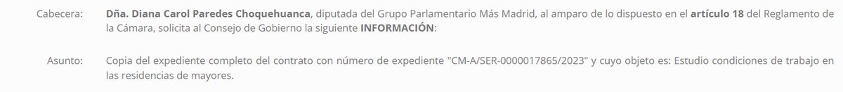 Pedimos toda la información de este contrato a dedo para el “estudio de las condiciones de trabajo en las residencias” con una empresa que se dedica a la estética, el fitness, la peluquería y el spa. Las trabajadoras necesitan que Ayuso respete sus derechos, no que los maquille.