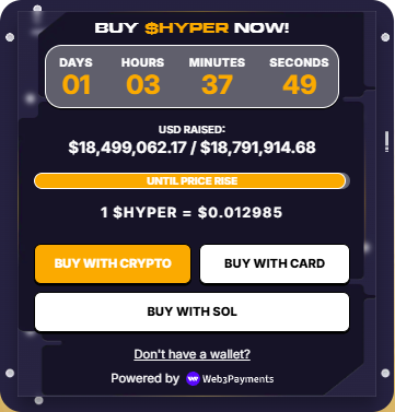 1 $HYPER = $0.012985