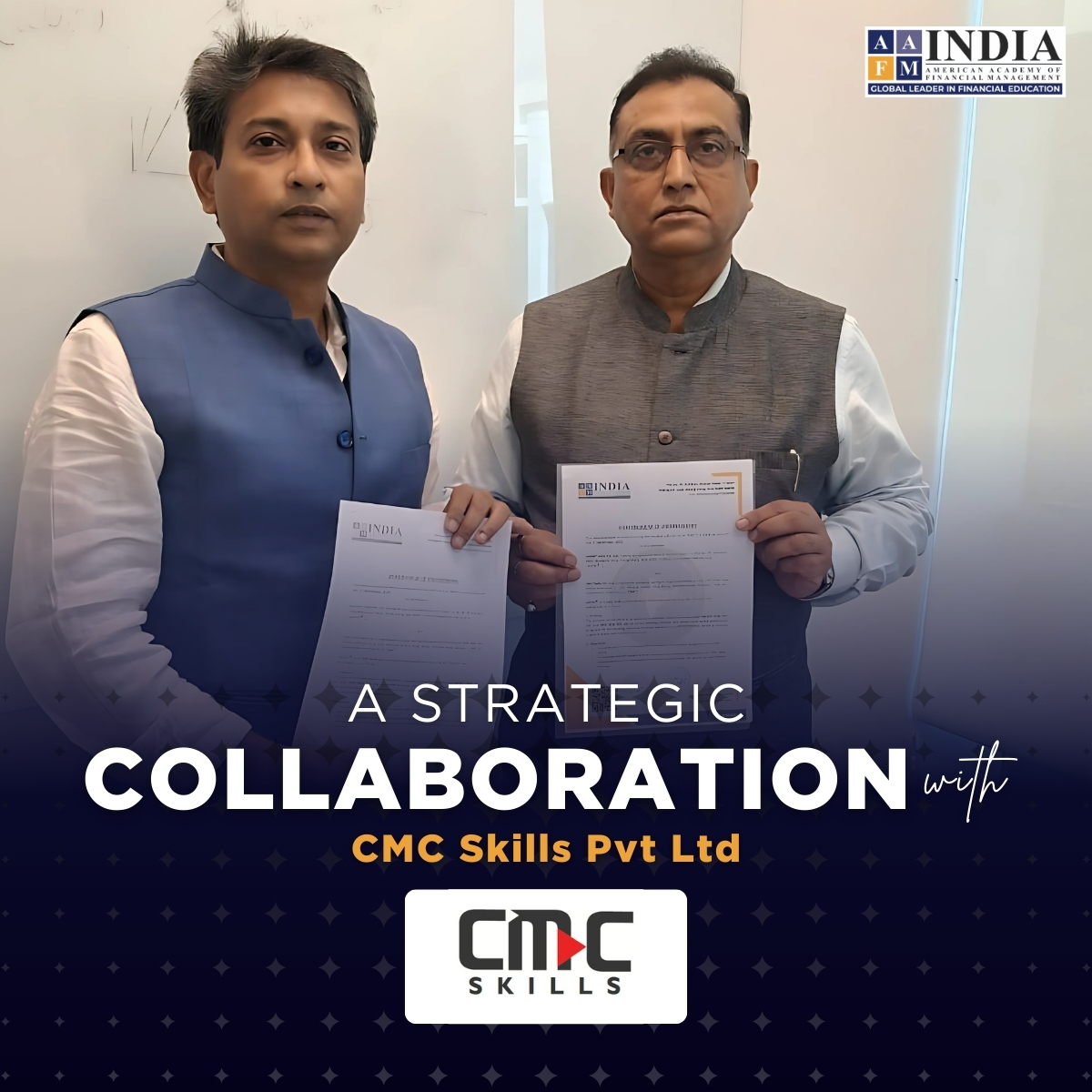 AafmIndia's tweet image. AAFM® India signs MoU with CMC Skills Pvt Ltd to launch a ‘Hire &amp;amp; Train’ Program in BFSI. 🤝

A step towards bridging skill gaps, empowering youth &amp;amp; aligning with India’s vision of skill development &amp;amp; employment generation.

#bfsi #trainingandplacement