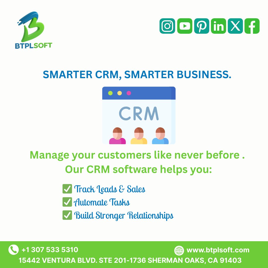 btplsoft's tweet photo. smarter crm, smarter business 🚀
manage your customers like never before with our crm software.
✅ track leads &amp; sales
✅ automate tasks
✅ build stronger relationships
grow your business with efficiency and ease. #crmsoftware #businessgrowth https://t.co/xlquHXWUrQ