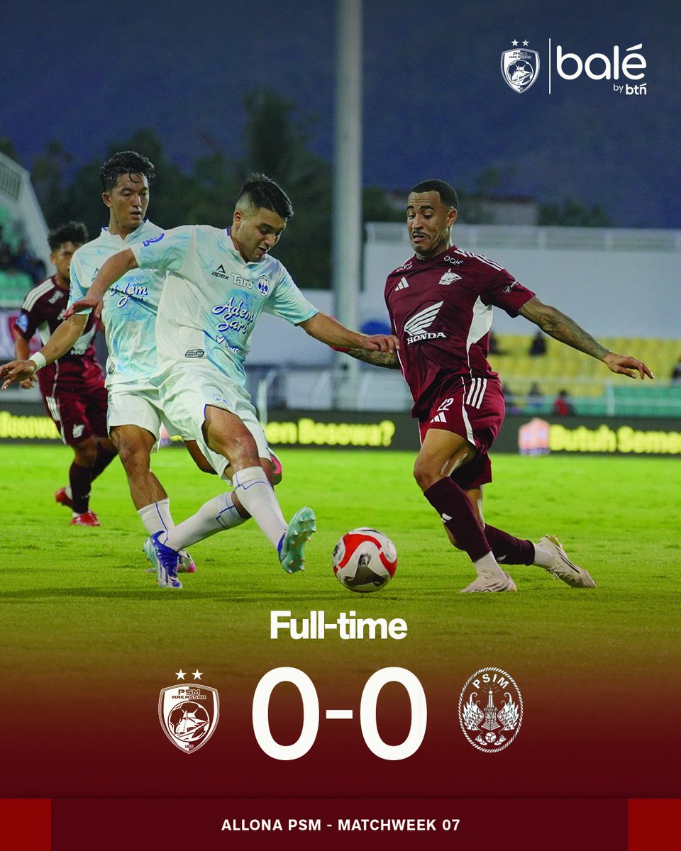 Full Time ⌛

Terima kasih atas doa dan dukungan ta' hari ini 🙏

Presented by #balé by <a href="/bankbtn/">Bank BTN</a>

#Salonpas #LetsMove
#EwakoPSM #PSMMakassar #PSMDAY #PSMvPSIM