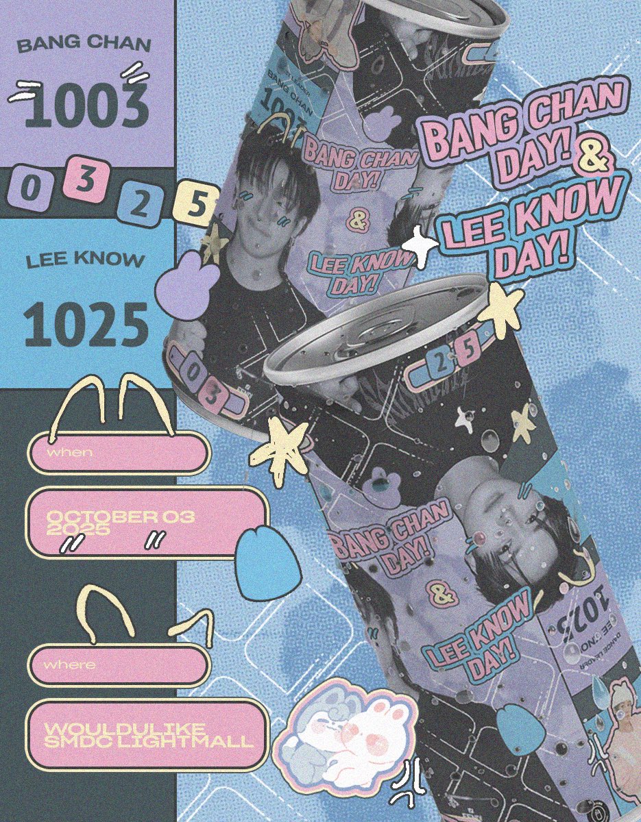𝘽𝙖𝙣𝙜 𝘾𝙝𝙖𝙣 𝘿𝙖𝙮 
𝙇𝙚𝙚 𝙆𝙣𝙤𝙬 𝘿𝙖𝙮

birthday cafe!

when: oct 03, 2025
where: wouldulike smdc lightmall

*To get the 𝙁𝙍𝙀𝙀 event can, purchase any 500ml cold drink

#happybangchanday
#happyleeknowday