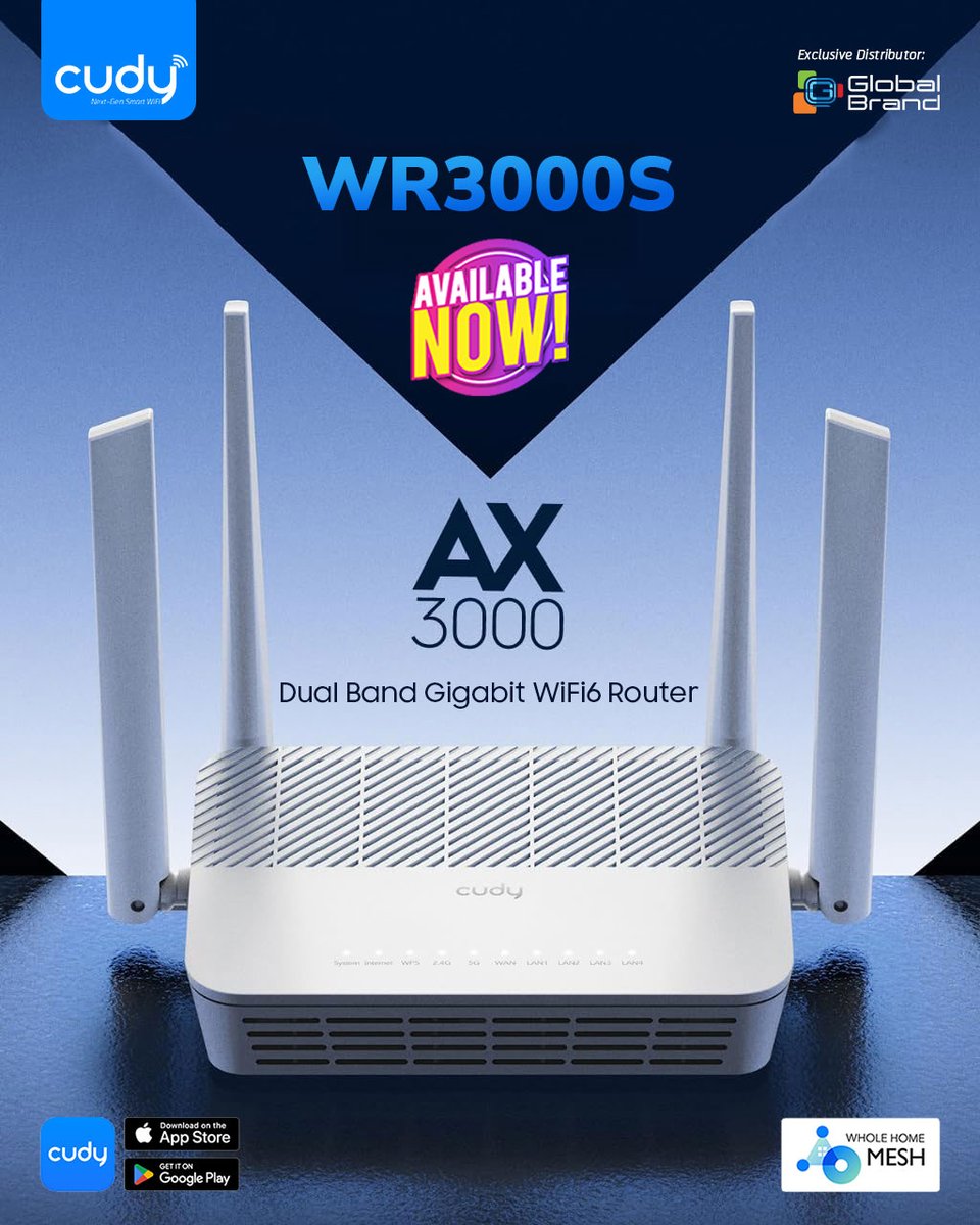 cudybd's tweet photo. The Wait is Over
Due to massive demand, the Cudy WR3000S AX3000 WiFi6 Router is back on shelves!
Hurry, grab yours before it’s gone again!
📷 Buy Now:https://t.co/fvjizAdLRb
#Cudy #GlobalBrandPLC #Router #CudyRouter https://t.co/IK8sdidz1g