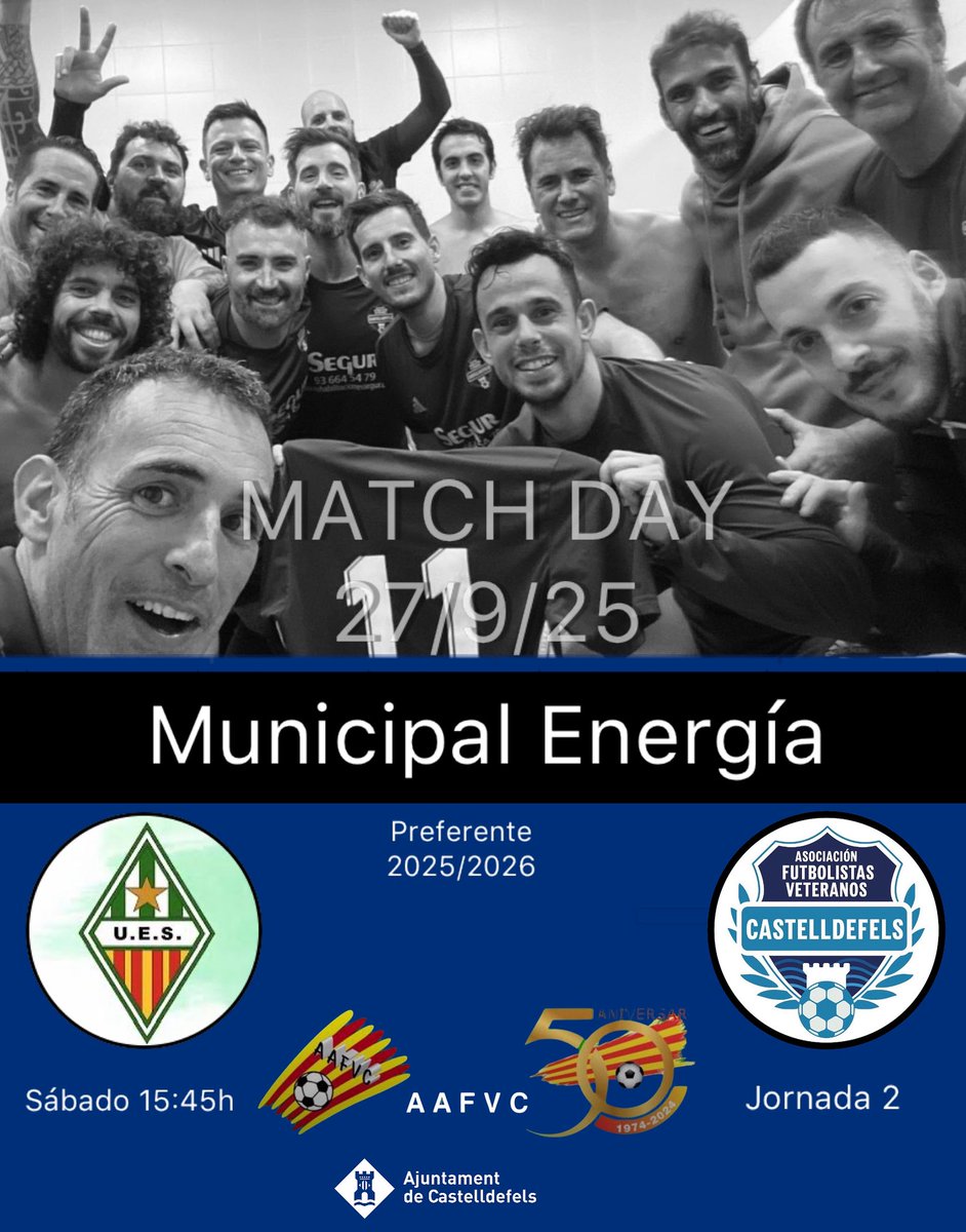 LIGA|🔵 PREFERENTE
💙#veterans 

El @afvcastelldefels visita a <a href="/uesants/">UE Sants</a> 

Sábado 15:45h
Municipal Energía