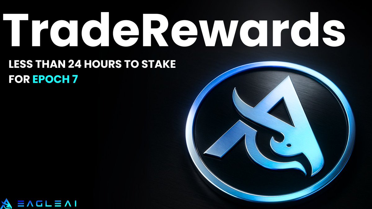 𝗝𝘂𝘀𝘁 𝘂𝗻𝗱𝗲𝗿 𝟮𝟰 𝗵𝗼𝘂𝗿𝘀 𝗹𝗲𝗳𝘁 𝘁𝗼 𝘀𝘁𝗮𝗸𝗲 𝘆𝗼𝘂𝗿 $𝗘𝗔𝗜 𝘁𝗼𝗸𝗲𝗻𝘀 𝗮𝗵𝗲𝗮𝗱 𝗼𝗳 𝗘𝗽𝗼𝗰𝗵 𝟳! ⏰

At the same time, 10 AM UTC tomorrow, Epoch 6 rewards will go live and be ready to claim. 🦅💰

For Epoch 6, 100% of the commission generated from trading