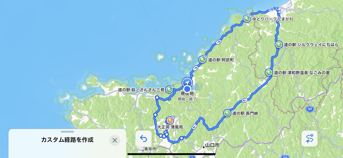 Hide86tt's tweet photo. 本日のツーリングコース
薄っすら曇り空だったけど、その分涼しく気持ちいい1日でした。
道の駅で10代位の若者に話しかけられました。
彼は頑張ってお金を貯めて、ニンジャ🏍️を買うと言ってました。
若いっていいなー！彼の目は輝いてました。

今日も走りまくりました！
明日は雨なので、車の出番！笑 https://t.co/GxWDDbQ8VJ