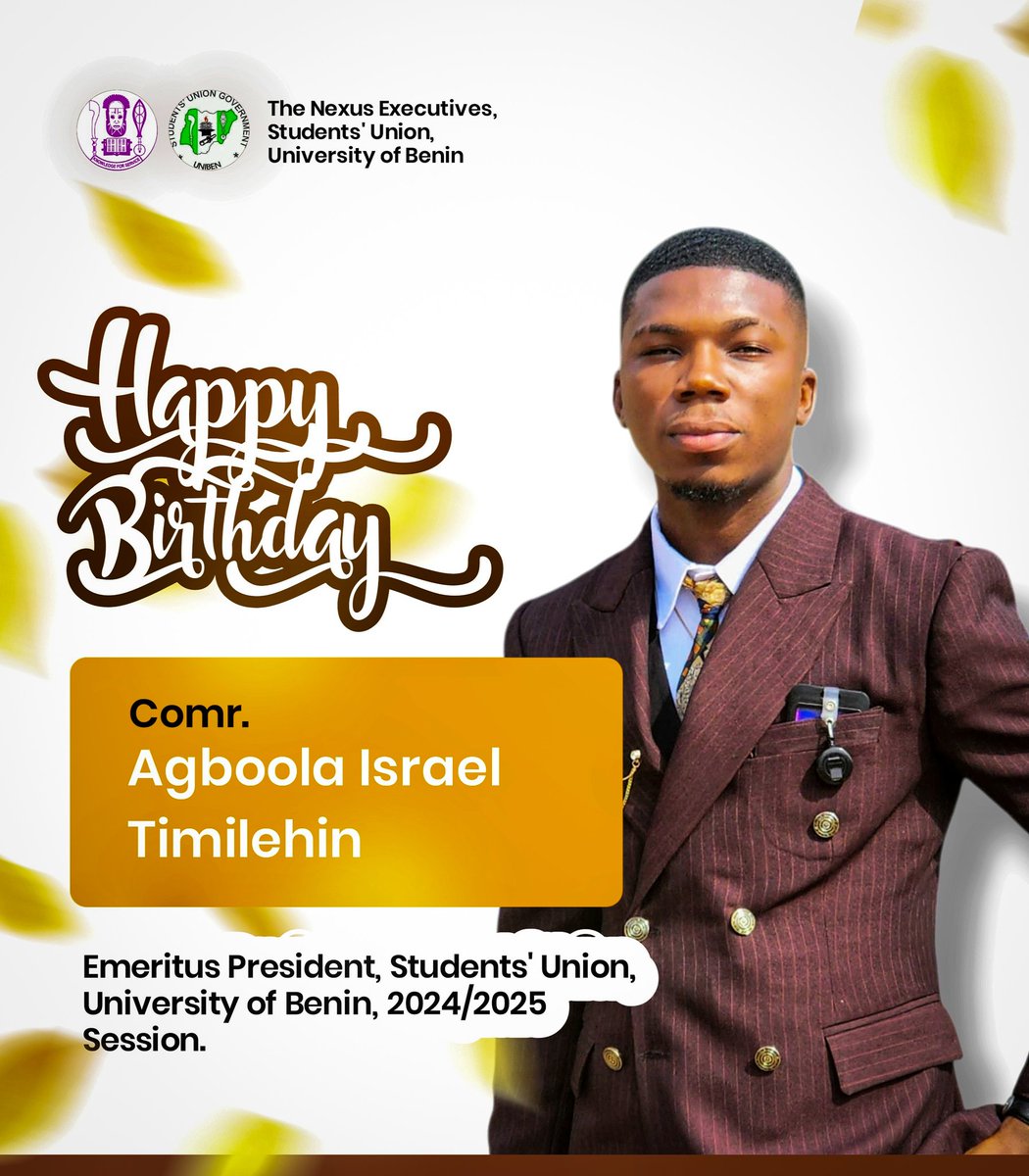 uniben_sug's tweet photo. Happy Birthday, SUG PRESIDENT EMERITUS
@speciallleee You left a legacy in the heart of Uniben Students and today we celebrate you for that🎉 #unibenstudents https://t.co/s7vW2xRddi