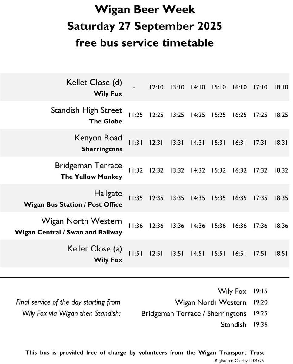 Here she is. Our Lancashire United #GuyArab135 heading along King Street West, Wigan with the first circular service of the day for <a href="/wiganbeerweek/">Wigan Beer Week</a> 2025. Come along for a ride and a pint or 2