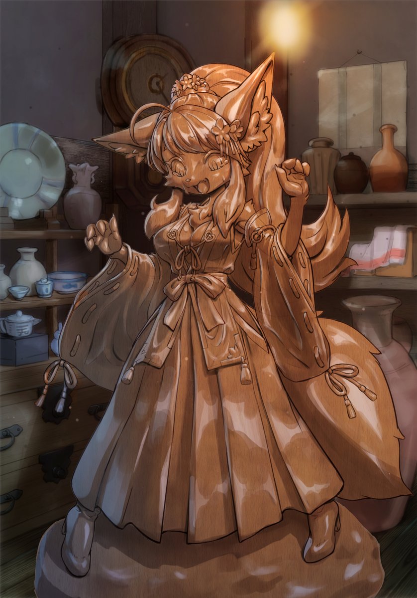 リハビリ絵2、固まったあと骨董品などと一緒に保管されちゃってる絵です。1～3枚目は差分です