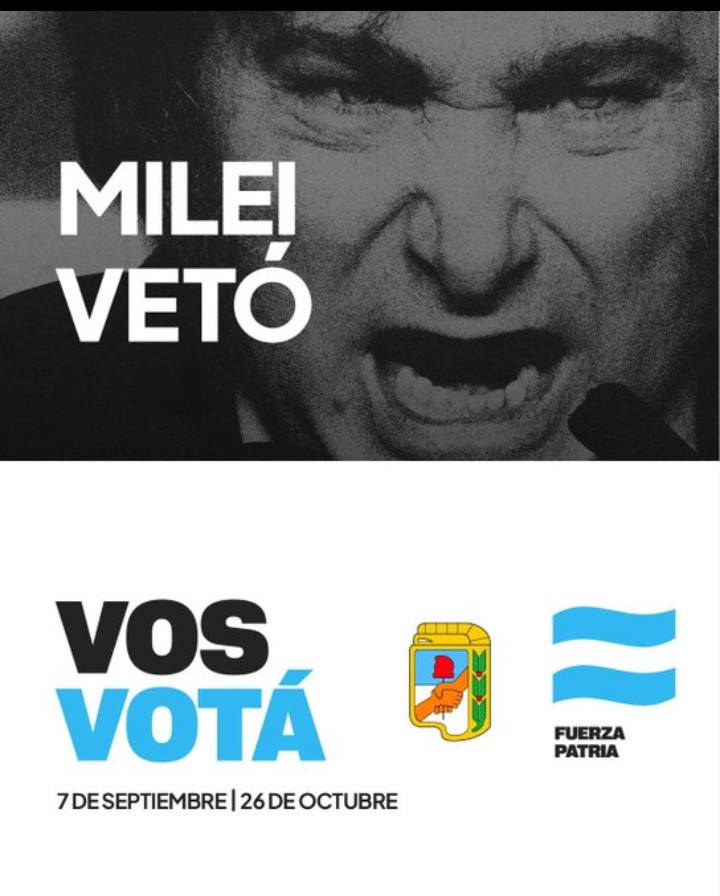Para terminar con el régimen perverso de Milei,el 26 de Octubre vota!!...👇
🇦🇷FUERZA PATRIA 🇦🇷 
#BuenSabado 
#MileiTraidorALaPatria 
#MileiNuncaMás 
#MileiEsUnaEstafa