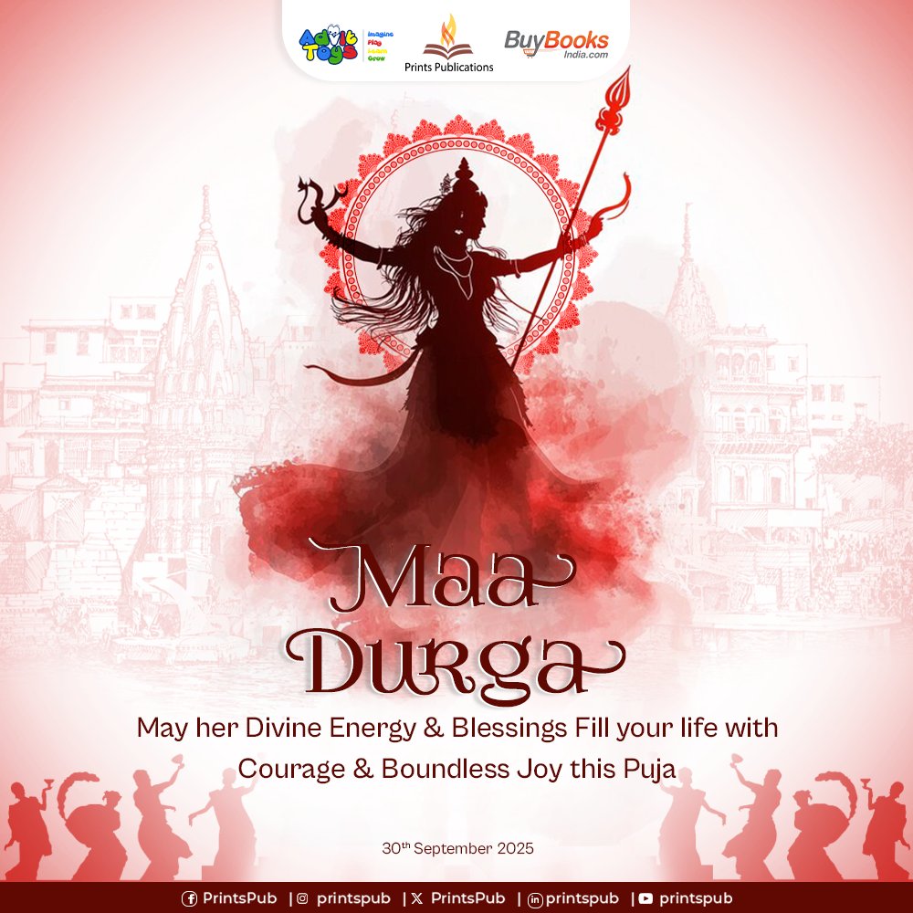 PrintsPub's tweet image. As the dhak beats echo and the fragrance of dhuno fills the air, we welcome Maa Durga into our homes and hearts. May this Durga Puja bring the power to overcome challenges, the wisdom to choose the right path, and endless joy to your life. Wishing you a blessed and vibrant Durga…
