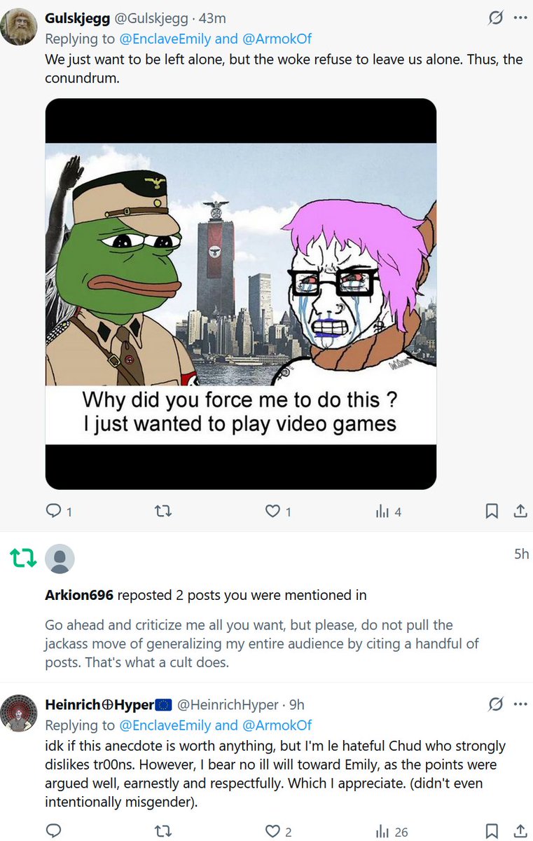 ArmokOf's tweet photo. @EnclaveEmily "don't generalize!!! that's what a cult does!!!!"

my mentions: https://t.co/sOgtfVbUxI