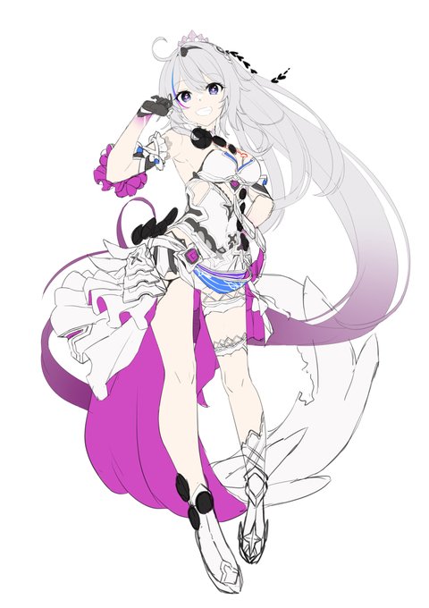 ちまちま描いてるアクスタ用キアナの下書きがやっとこさ出来たのでぺたり 