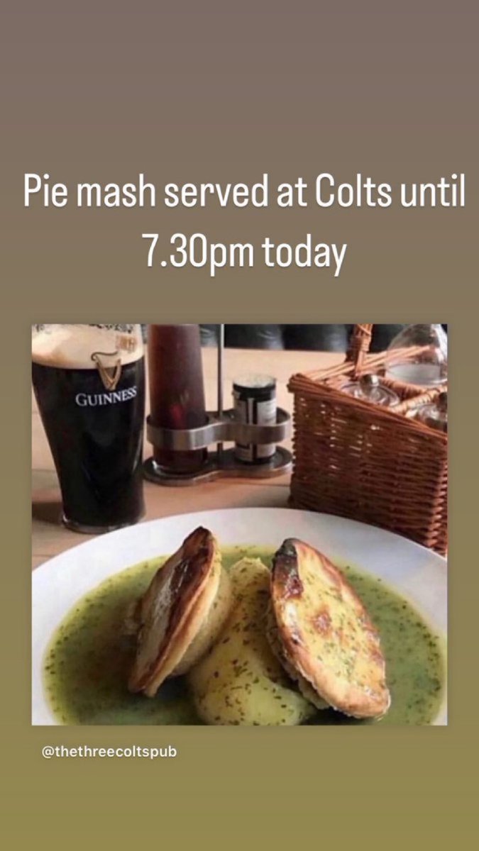TheThreeColts's tweet image. Pie mash anyone ?