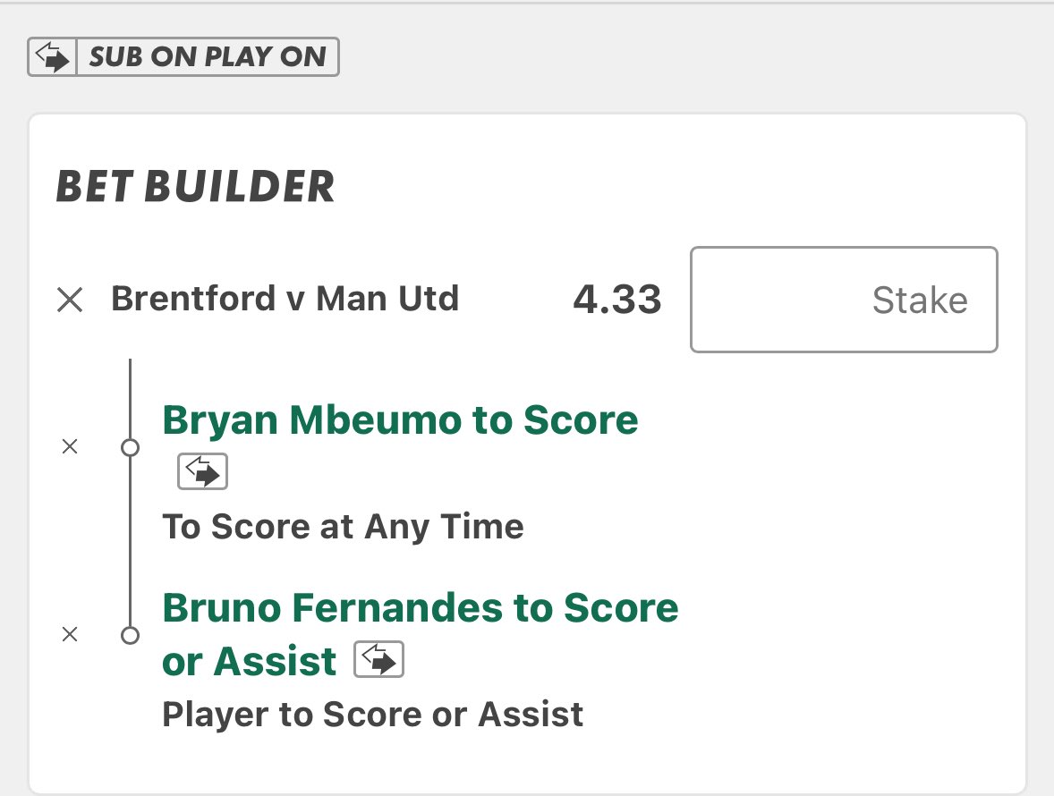 MCTIPSTERS's tweet image. BRENTFORD VS MANCHESTER UNITED BET BUILDERS⚽️🟨🟥

Good luck!🔞

#BREMNU
#PremierLeague
#GamblingX
