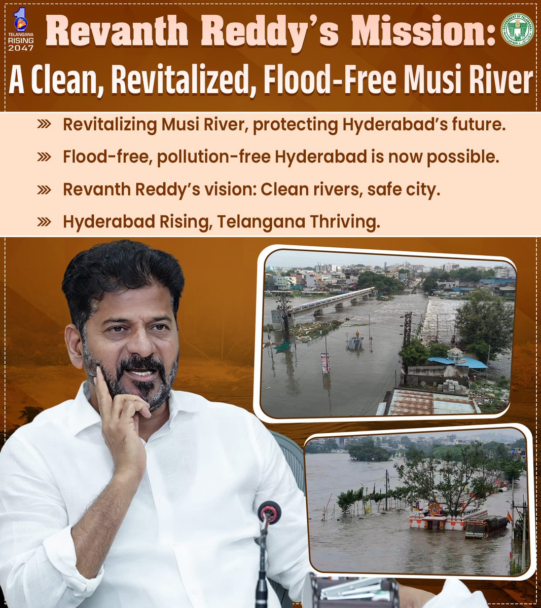 Gulabi_Ratnalu's tweet image. 🌊 Revanth Reddy Revitalizes Musi River for a Safe Hyderabad! 🏞️. #CleanMusi #HyderabadSafety #RevanthReddy #FloodFreeCity #TelanganaDevelopment