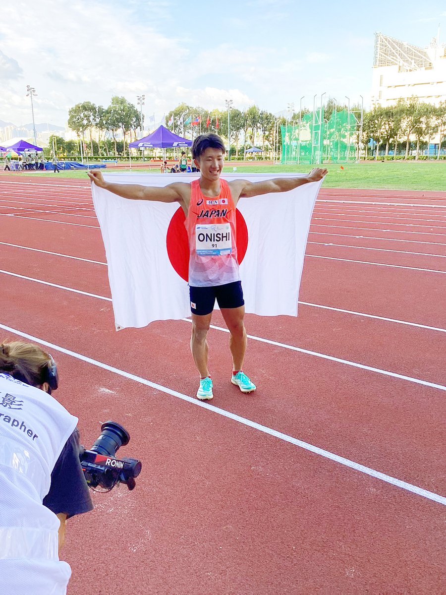 jaaf_official's tweet photo. /／
【#U20東アジア選手権🇭🇰】
チームカメラ🇯🇵📸
\＼

男子走幅跳で #大西勧也 選手（天理大学）が
7m84（風：+2.0）の自己ベストで金メダル獲得🥇

応援ありがとうございました🇯🇵

⚡ライブ配信⇒https://t.co/cR3nzrbotm

✅競技日程や選手紹介はこちら
https://t.co/yffE8ue2Pf

#日本代表 #陸上 https://t.co/0ZC0jnBYBD