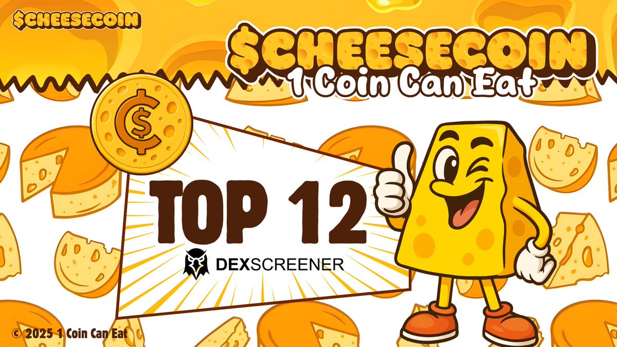 thecheesecoin's tweet photo. $CHEESECOIN is breaking through! Currently TOP #12 on Solana and ready to fly away 🚀

https://t.co/oBuSjTylGT https://t.co/CyZ8QlF6Hf