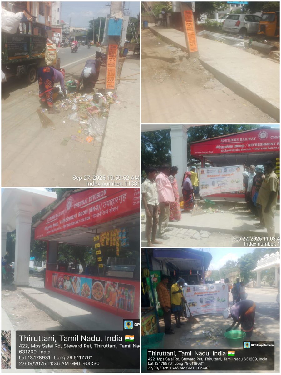 CommrThiruthani's tweet photo. Topday Thiruthani Municipality Swachhata Hi Seva Program Clean Green Utsav Railway Station Cleaning work https://t.co/vokYLfLtfV